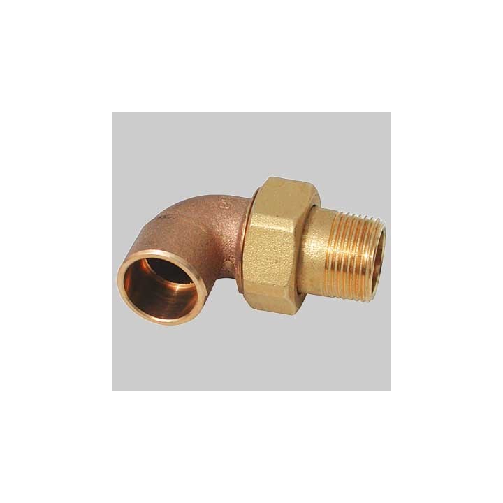 BOCCHETTONE A GOMITO BRONZO A 3 PEZZI FILETTATO MASCHIO A SALDARE FEMMINA - 22 x 3/4