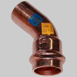 CURVA RAME A PRESSARE 45° MASCHIO/FEMMINA - 15 x 15