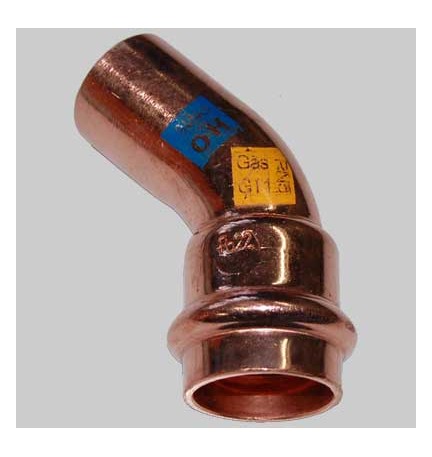 CURVA RAME A PRESSARE 45° MASCHIO/FEMMINA - 15 x 15