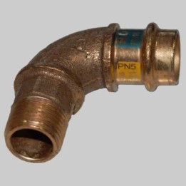RACCORDO BRONZO GOMITO MASCHIO A PRESSARE - 15 x 1/2