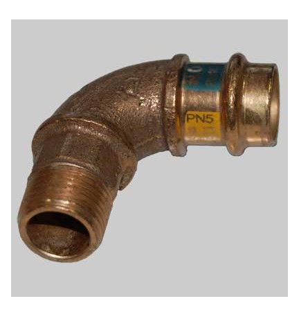 RACCORDO BRONZO GOMITO MASCHIO A PRESSARE - 18 x 1/2