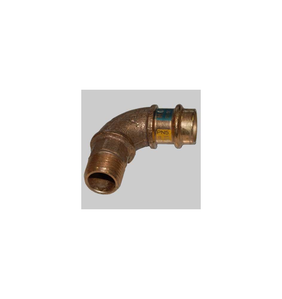 RACCORDO BRONZO GOMITO MASCHIO A PRESSARE - 22 x 3/4