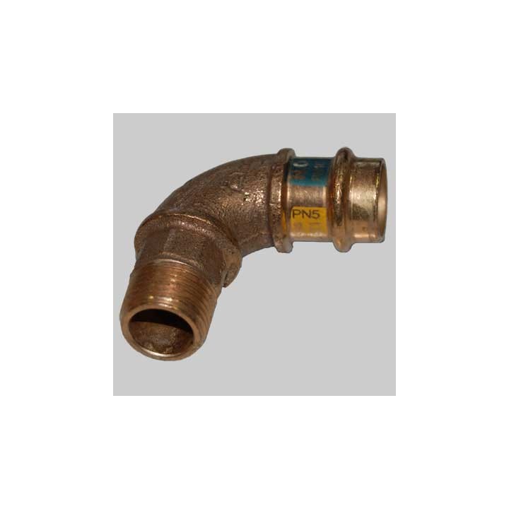 RACCORDO BRONZO GOMITO MASCHIO A PRESSARE - 22 x 3/4