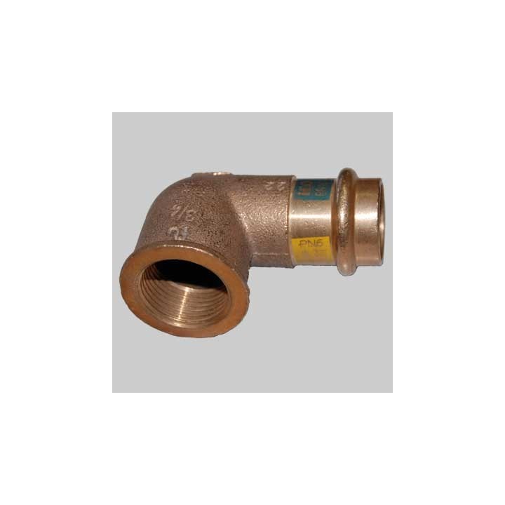 RACCORDO BRONZO GOMITO FEMMINA A PRESSARE - 15 x 1/2