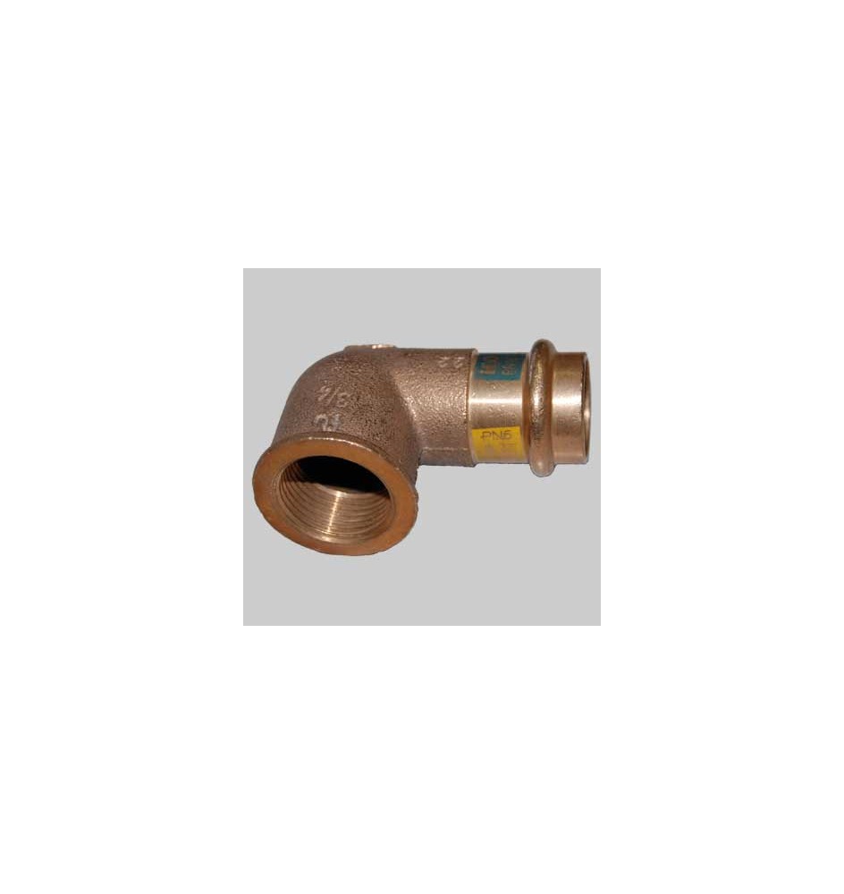 RACCORDO BRONZO GOMITO FEMMINA A PRESSARE - 18 x 3/4
