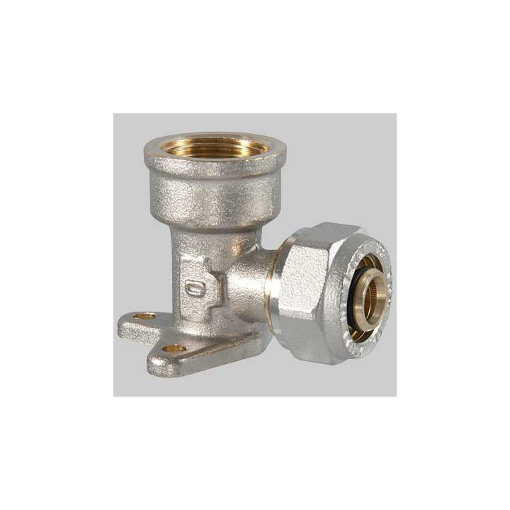 Raccordo a compressione curvo Femmina con flangia - 16 x 1/2