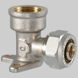 Raccordo a compressione curvo Femmina con flangia - 20 x 3/4
