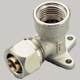 RACCORDO A COMPRESSIONE CURVO FEMMINA CON FLANGIA TIEMME - 16 x 1/2