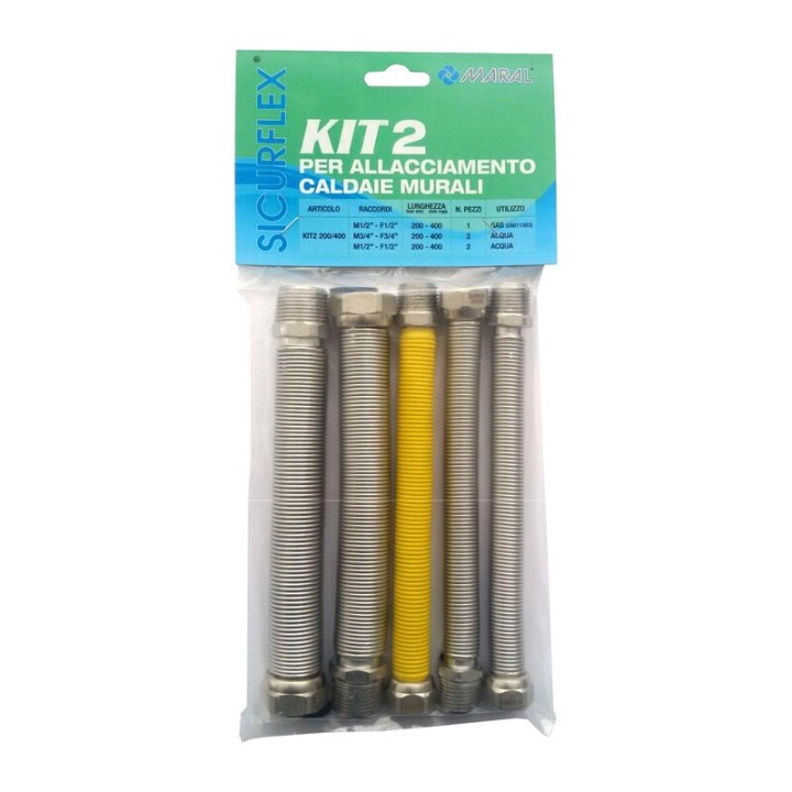 SET 5 RACCORDI INOX ESTENSIBILI 1/2 GAS P/CALDAIA