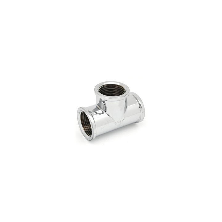 TEE FF IN OTTONE CROMO IBP 1/4"