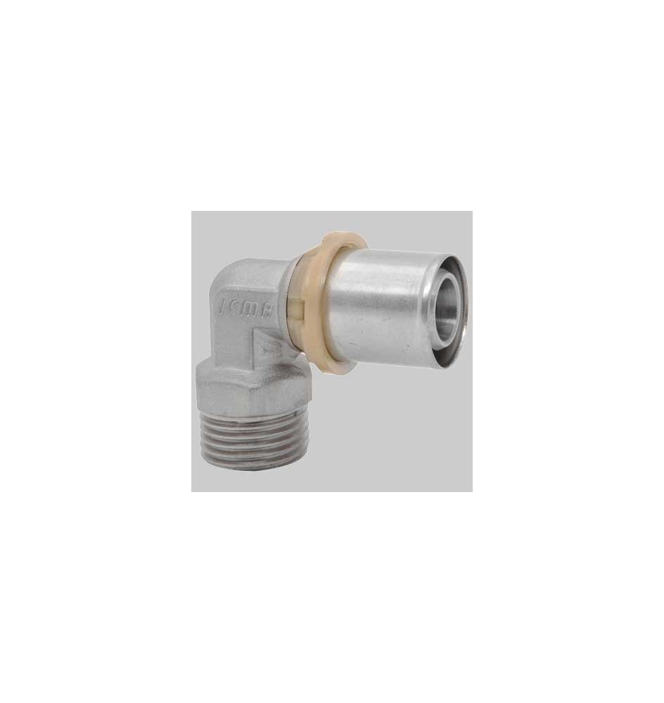 RACCORDO CURVO MASCHIO A PRESSARE - 16 x 3/4