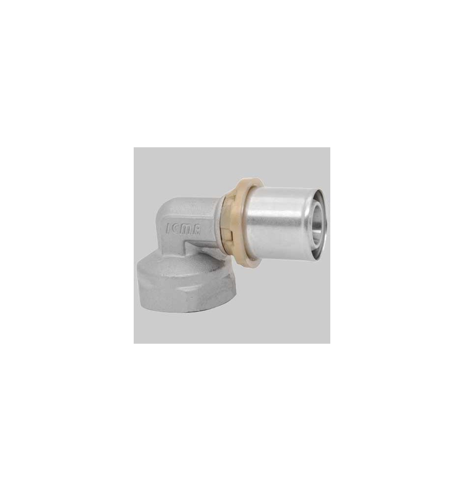 RACCORDO CURVO FEMMINA A PRESSARE - 16 x 3/4
