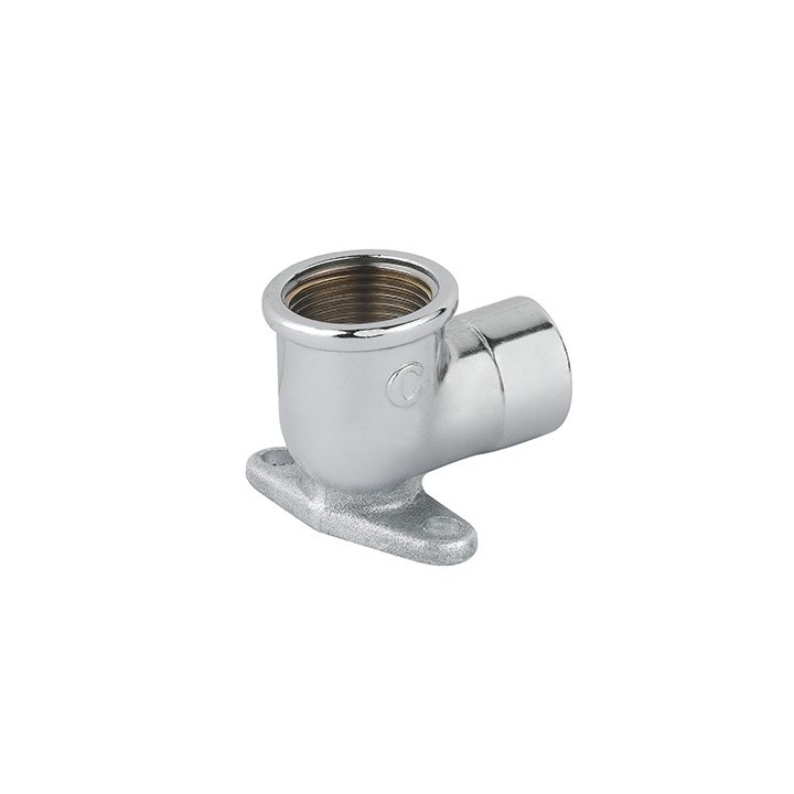GOMITO FF CON FLANGIA OTTONE CROMO 1/2