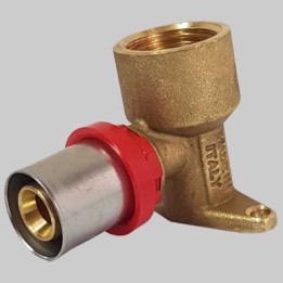 RACCORDO CURVO FEMMINA CON FLANGIA H40 A PRESSARE TIEMME - 14 x 1/2