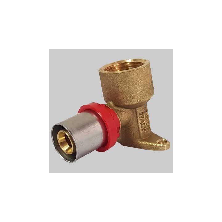RACCORDO CURVO FEMMINA CON FLANGIA H40 A PRESSARE TIEMME - 16 x 1/2