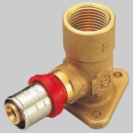 RACCORDO CURVO FEMMINA CON FLANGIA H50 A PRESSARE TIEMME - 16 x 1/2