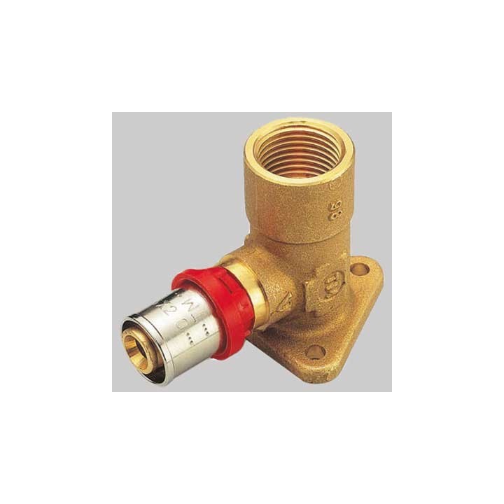 RACCORDO CURVO FEMMINA CON FLANGIA H50 A PRESSARE TIEMME - 16 x 1/2
