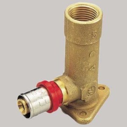 RACCORDO CURVO FEMMINA CON FLANGIA H77 A PRESSARE TIEMME - 14 x 1/2