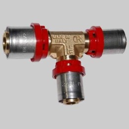 Raccordo a Tee Ridotto a pressare tiemme - 26 x 32 x 26 Derivazione