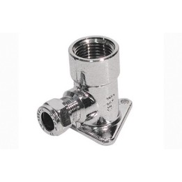 GOMITO A 90° CON FLANGIA CROMATO Diam. 12 x 1/2