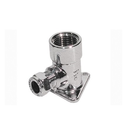 GOMITO A 90° CON FLANGIA CROMATO Diam. 12 x 1/2