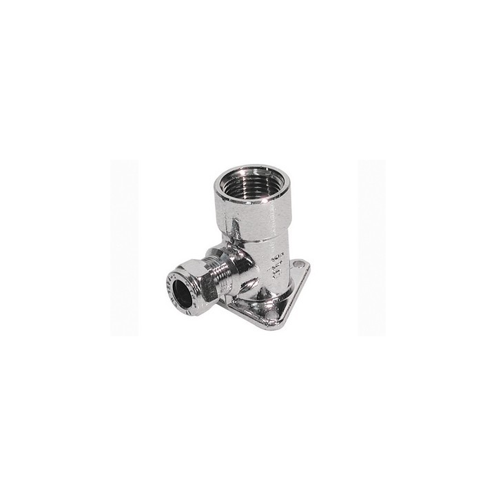 GOMITO A 90° CON FLANGIA CROMATO Diam. 12 x 1/2