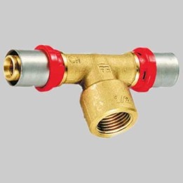 RACCORDO A TEE FEMMINA A PRESSARE TIEMME - 40 x 1" 1/4 x 40