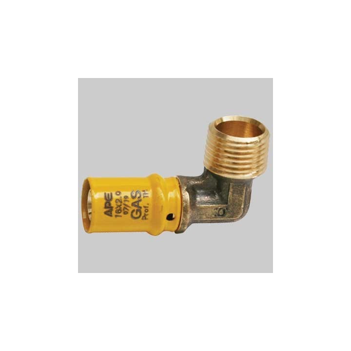 RACCORDO A PRESSARE CURVO MASCHIO PER GAS - 16 x 1/2