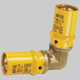 RACCORDDO A PRESSARE CURVO DOPPIO PER GAS - 26 x 26