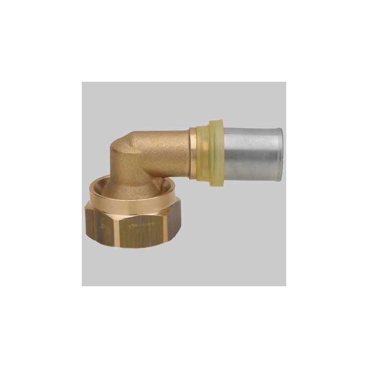RACCORDO A PRESSARE CURVO DUE PEZZI SEDE PIANA PER GAS - 16 x 3/4