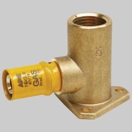 RACCORDO A PRESSARE CURVO FEMMINA CON FLANGIA PER GAS - 16 x 1/2