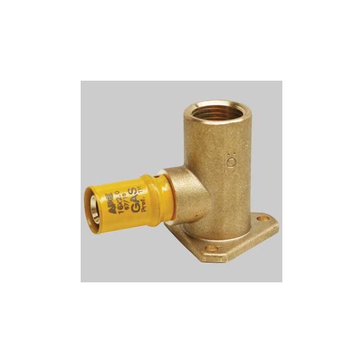 RACCORDO A PRESSARE CURVO FEMMINA CON FLANGIA PER GAS - 20 x 1/2