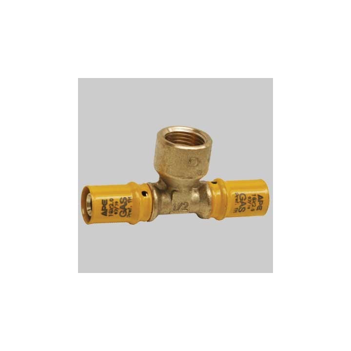 RACCORDO A PRESSARE A TEE FEMMINA PER GAS - 20 x 1/2 x 20