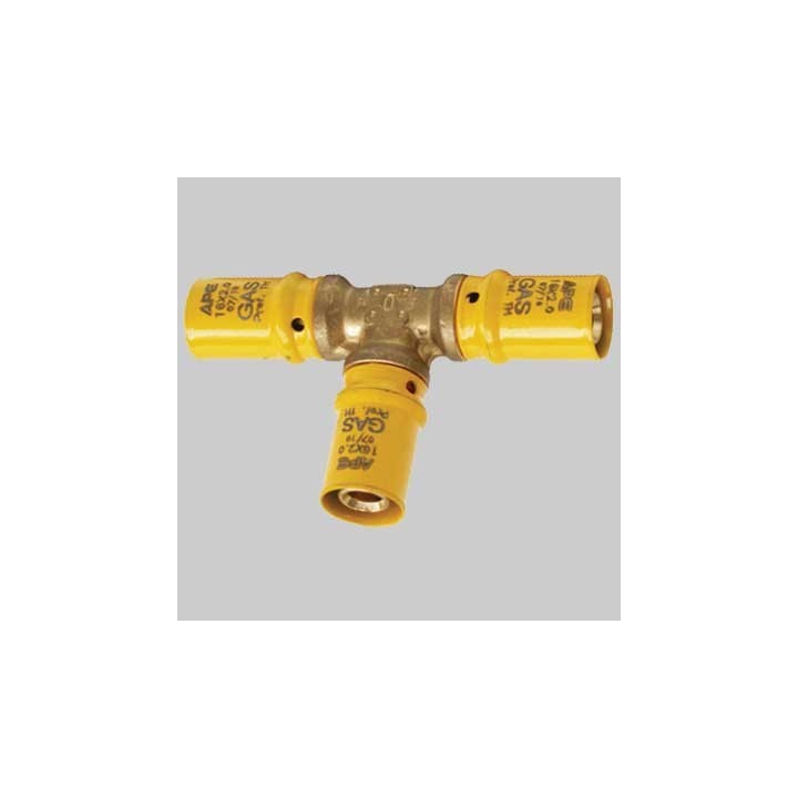 Raccordo a pressare a TEE ridotto per gas - 20 x 20 x 16