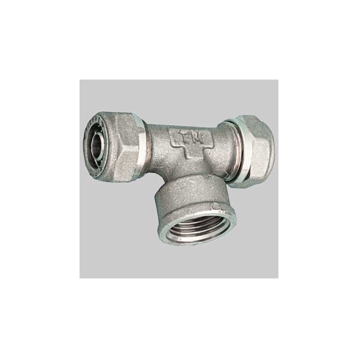 RACCORDO A TEE FEMMINA PER TUBO COBRA-PEX - 22 x 3/4 x 22 S. 3