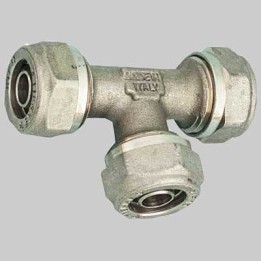 RACCORDO A TEE DOPPIO PER TUBO COBRA-PEX - 22 x 22 x 22 S. 3