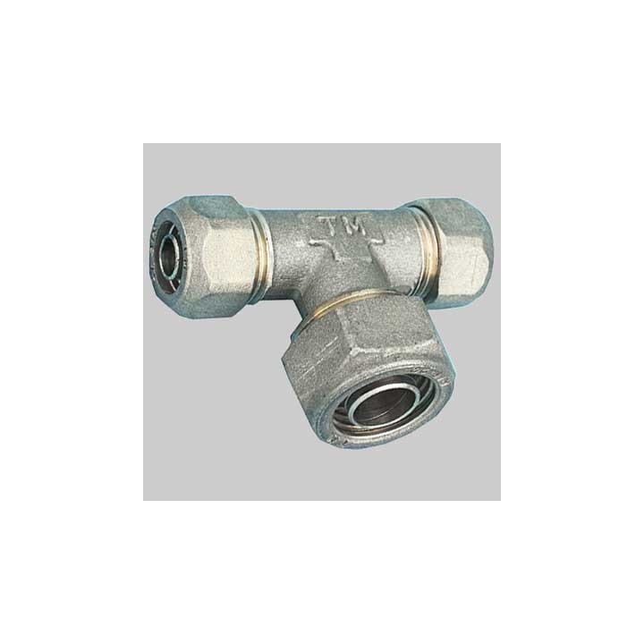 RACCORDO A TEE DOPPIO RIDOTTO PER TUBO COBRA-PEX - 22 x 22 x 18
