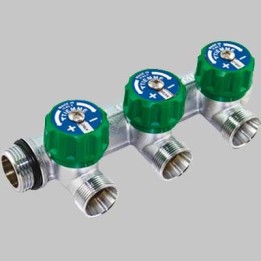 COLLETTORE CON RUBINETTI D'ARRESTO MAXIMA CORNER - 2 VIE 3/4 - 24 x 19