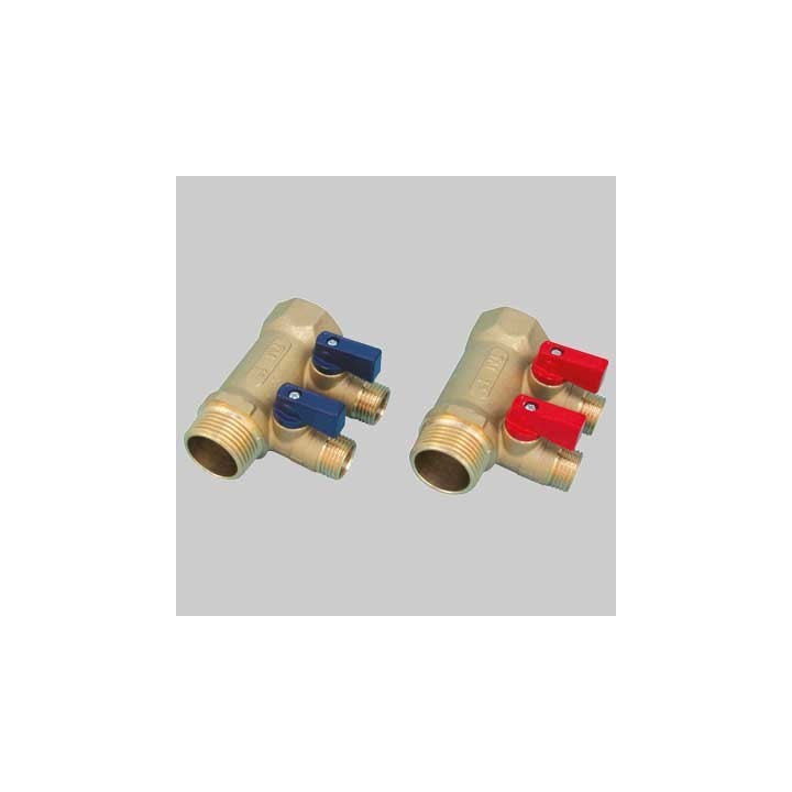 COLLETTORE NINO 1" TIEMME - 2 vie 1/2x16 Leva Blu