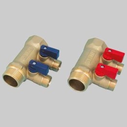 COLLETTORE NINO 1" TIEMME - 2 vie 1/2x16 Leva Rossa