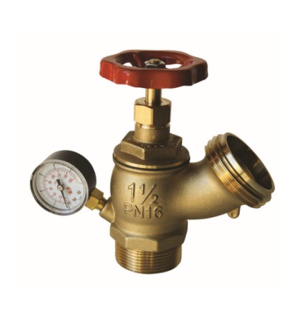 RUBINETTO IDRANTE A MURO CON MANOMETRO TIPO PESANTE PN 16 1” 1/2 DN 45