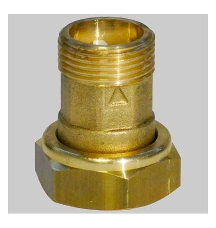RACCORDO CON DADO GIREVOLE E VALVOLA DI NON RITORNO - M 3/4 - F 1"