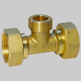 RACCORDO A TEE CON DADI GIREVOLI - 1" x G 3/4
