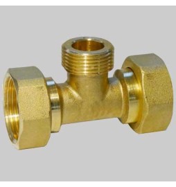 RACCORDO A TEE CON DADI GIREVOLI - 1" x G 3/4