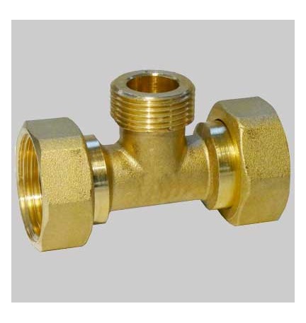 RACCORDO A TEE CON DADI GIREVOLI - 1" x G 3/4