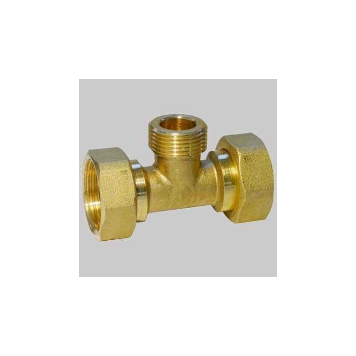 RACCORDO A TEE CON DADI GIREVOLI - 1" x G 3/4