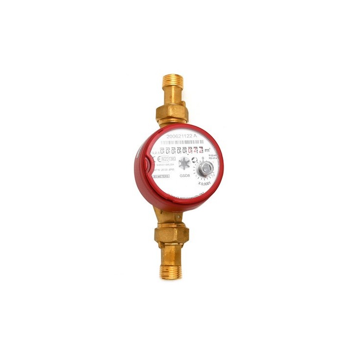 CONTATORE PER ACQUA CALDA 90° QUADRANTE ASCIUTTO Diam. 15 - 1/2" L. 110