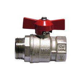 VALVOLA A SFERA MF CON FARFALLA LEVA ROSSA 1/2" (DN 15) 30 bar / 435 psi