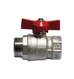VALVOLA A SFERA MF CON FARFALLA LEVA ROSSA 1/2" (DN 15) 30 bar / 435 psi