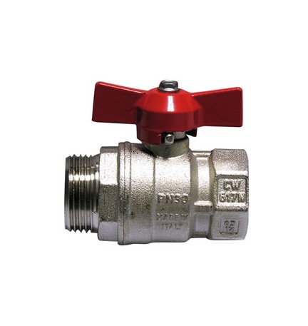 VALVOLA A SFERA MF CON FARFALLA LEVA ROSSA 1/2" (DN 15) 30 bar / 435 psi